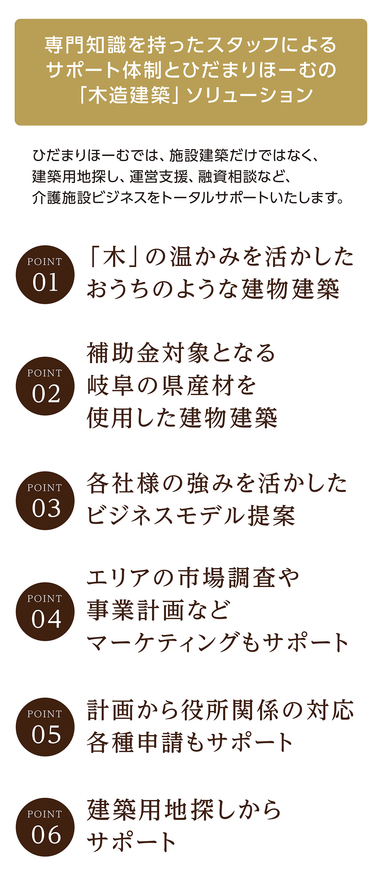 専門知識を持ったスタッフによるサポート体制とひだまりほーむの「木造建築」ソリューション